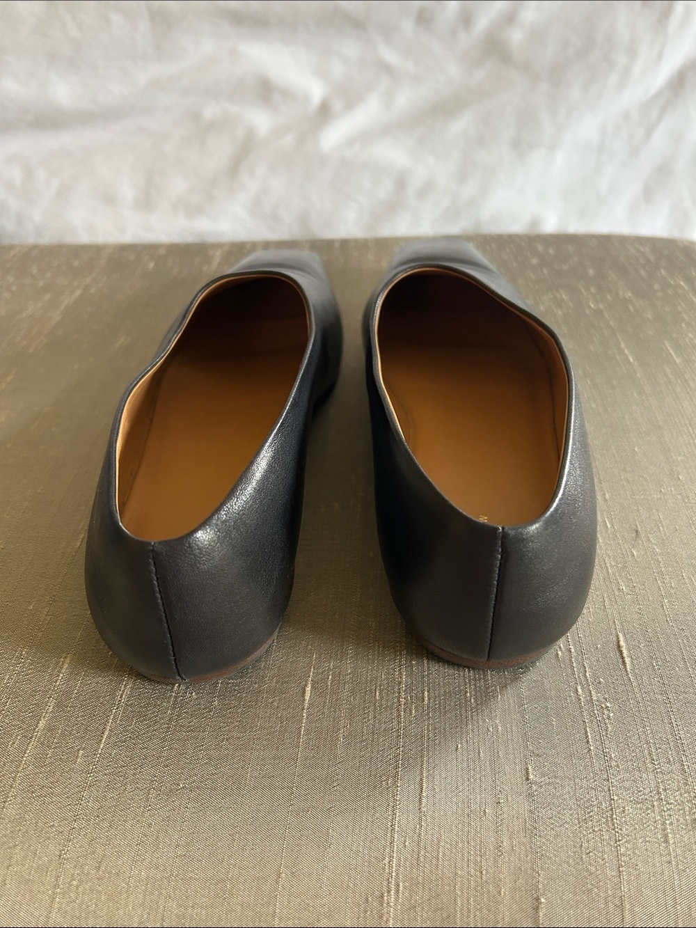 The Row Black Leather Square-Toe Slip-On Flats Size 38 7 - Picture 6 of 9